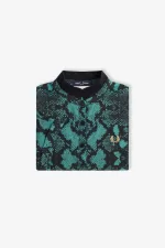 Fred Perry Snake Print Women’s Polo Shirt Deep Mint | QXRLK4790