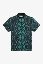 Fred Perry Snake Print Women’s Polo Shirt Deep Mint | QXRLK4790