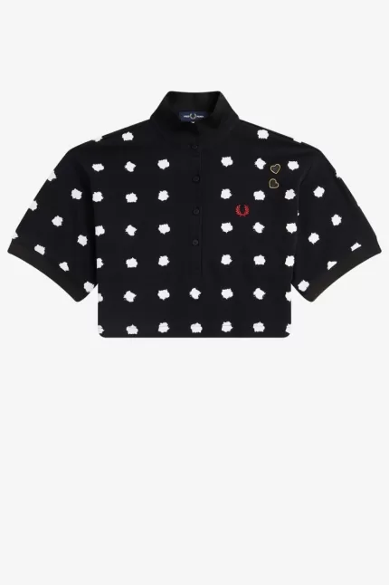 Fred Perry Spot Print Piqué Women’s Polo Shirt Black | QICHM5170