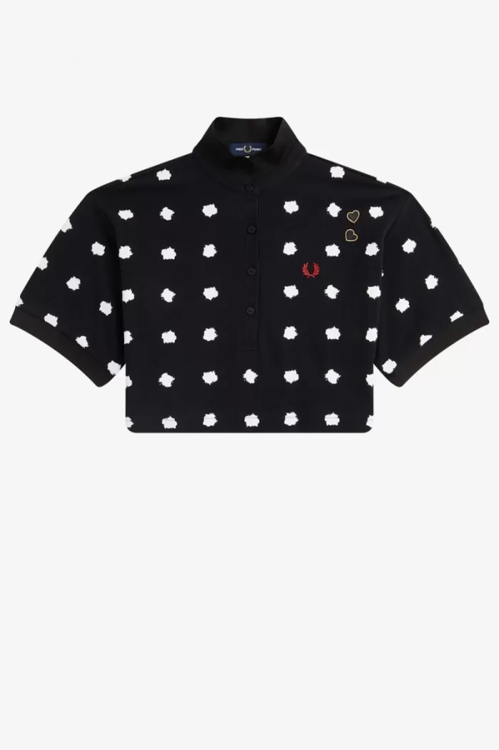 Fred Perry Spot Print Piqué Women’s Polo Shirt Black | QICHM5170