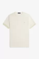 Fred Perry Striped Cuff Men’s T-Shirt Beige | BJCLN0324