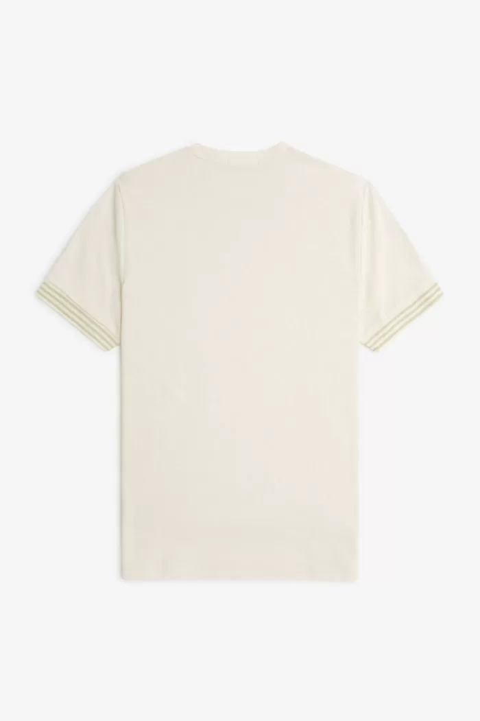 Fred Perry Striped Cuff Men’s T-Shirt Beige | BJCLN0324