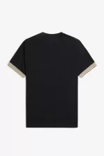 Fred Perry Striped Cuff Men’s T-Shirt Black | WUKSJ3472