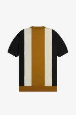 Fred Perry Striped Fine Knit Men’s T-Shirt Black Oatmeal Dark Coffee | URZDE7685