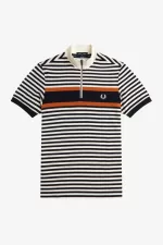 Fred Perry Striped Funnel Neck Men’s Shirt Beige | NALZW0694