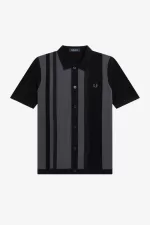 Fred Perry Striped Knitted Men’s Shirt Black | NSZXV7634