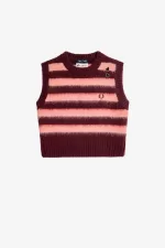 Fred Perry Striped Knitted Women’s Tanks Oxblood | DUTHS0913