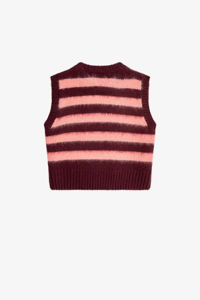 Fred Perry Striped Knitted Women’s Tanks Oxblood | DUTHS0913