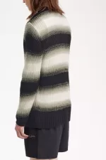 Fred Perry Striped Open Knit Men’s Jumper Black | YZPGC0138