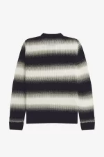 Fred Perry Striped Open Knit Men’s Jumper Black | YZPGC0138