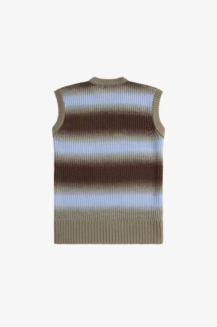 Fred Perry Striped Open Knit Men’s Tanks Dark Red | JCVNE2348