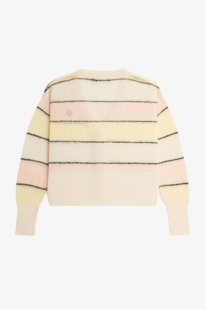 Fred Perry Striped Open Knit Women’s Cardigan Silky Peach | DHBLU0957