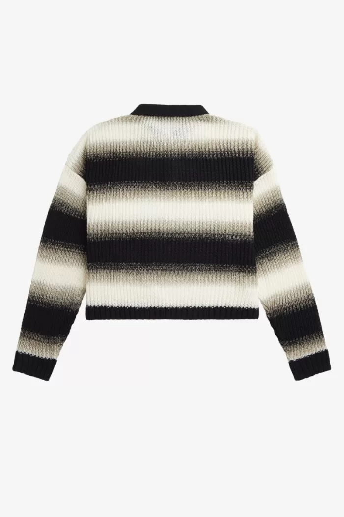 Fred Perry Striped Open-Knit Women’s Shirt Black | QRWSK0237