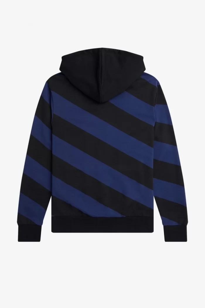 Fred Perry Striped Zip-Through Hooded Men’s Sweatshirts Black | QTNHF9735