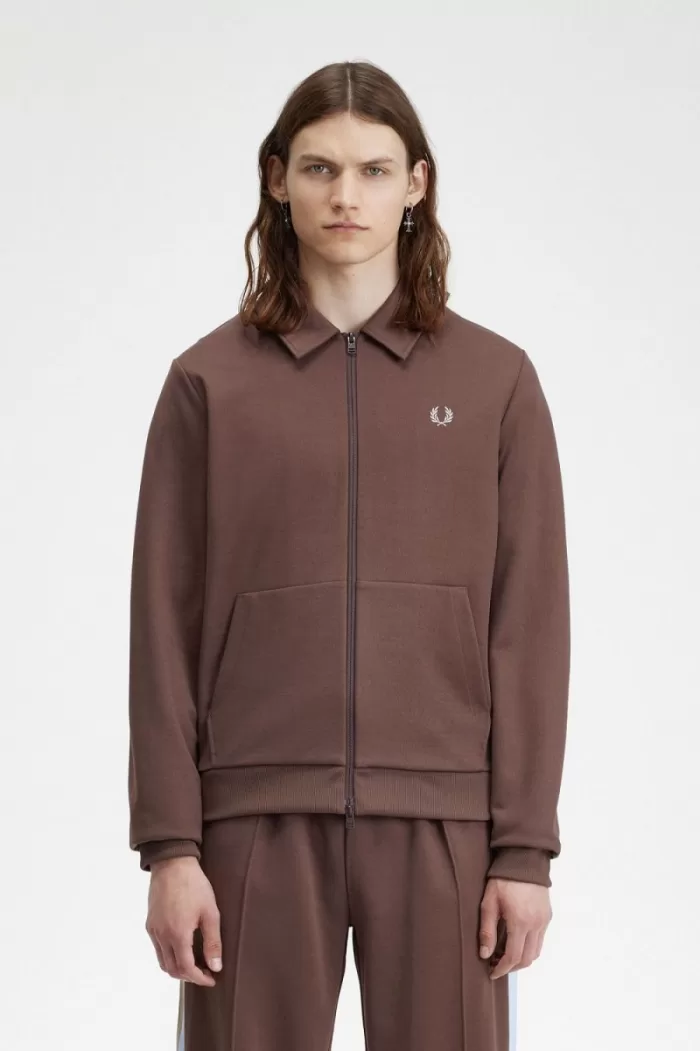 Fred Perry Tape Detail Collared Men’s Track Jackets Dark Red | URYKF9037