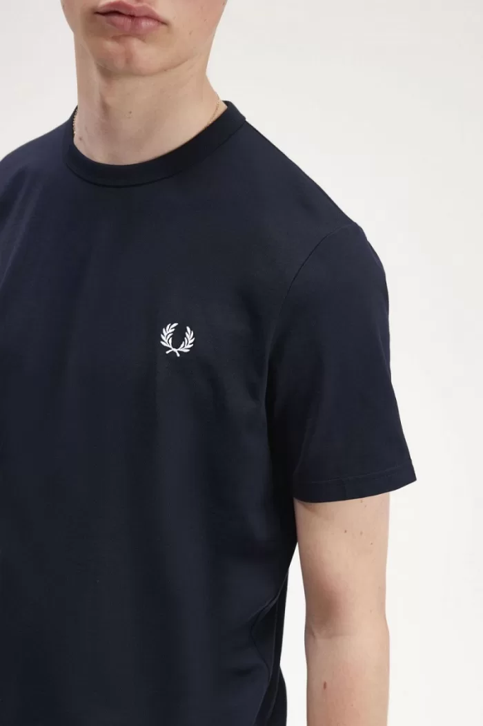 Fred Perry Tape Detail Men’s T-Shirt Navy | WSURE6854