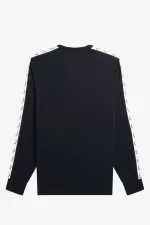 Fred Perry Taped Long Sleeve Men’s T-Shirt Black | ULNAH3758