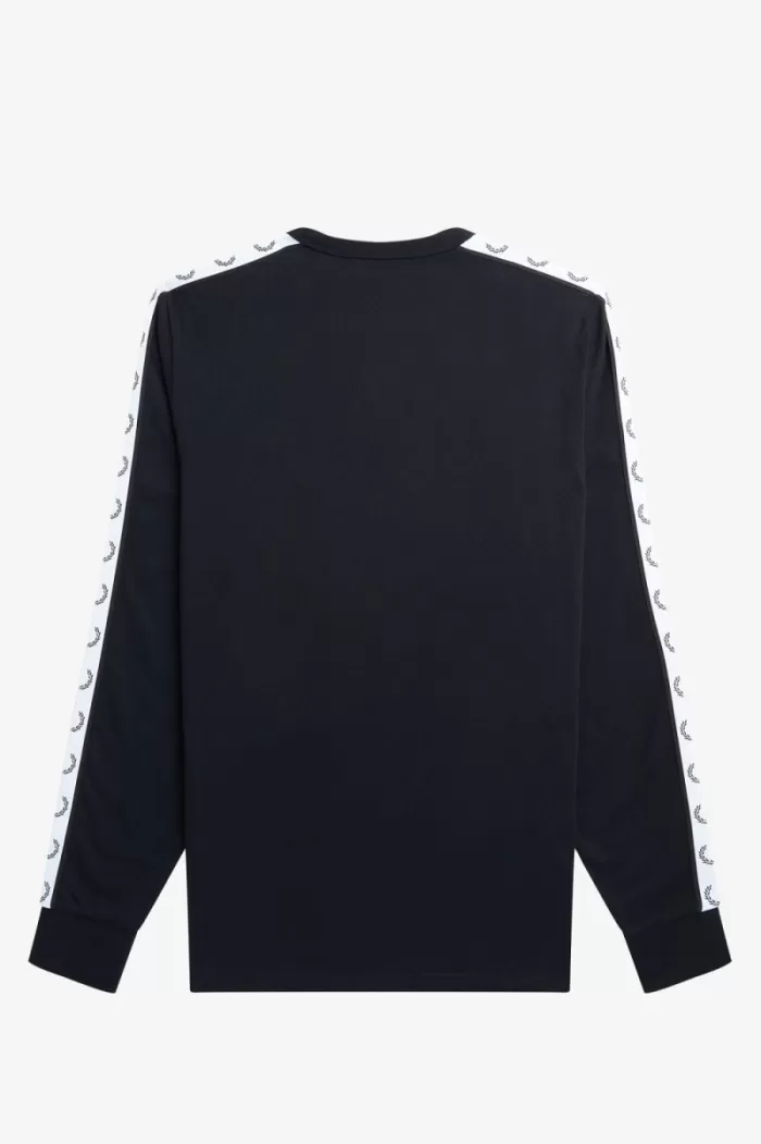 Fred Perry Taped Long Sleeve Men’s T-Shirt Black | ULNAH3758