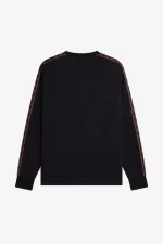 Fred Perry Taped Long Sleeve Men’s T-Shirt Black Whisky Brown | SUTCO7652