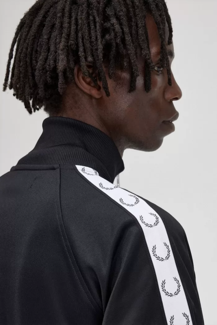 Fred Perry Taped Men’s Track Jackets Black | OQCTI0321