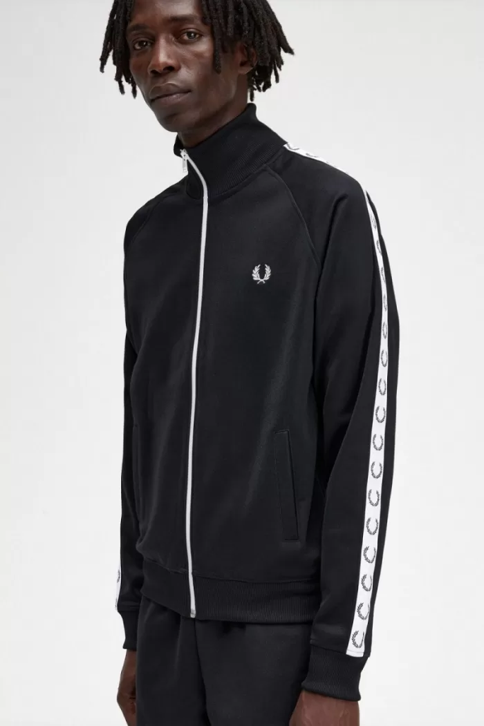 Fred Perry Taped Men’s Track Jackets Black | OQCTI0321