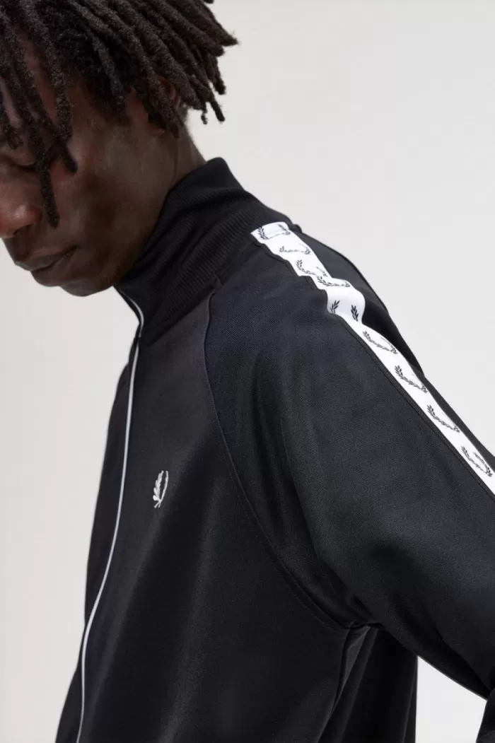 Fred Perry Taped Men’s Track Jackets Black | OQCTI0321