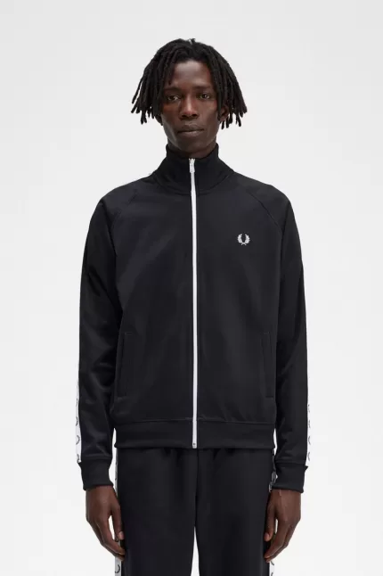 Fred Perry Taped Men’s Track Jackets Black | OQCTI0321