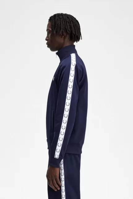 Fred Perry Taped Men’s Track Jackets Carbon Blue | GJFVL0261