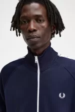 Fred Perry Taped Men’s Track Jackets Carbon Blue | GJFVL0261