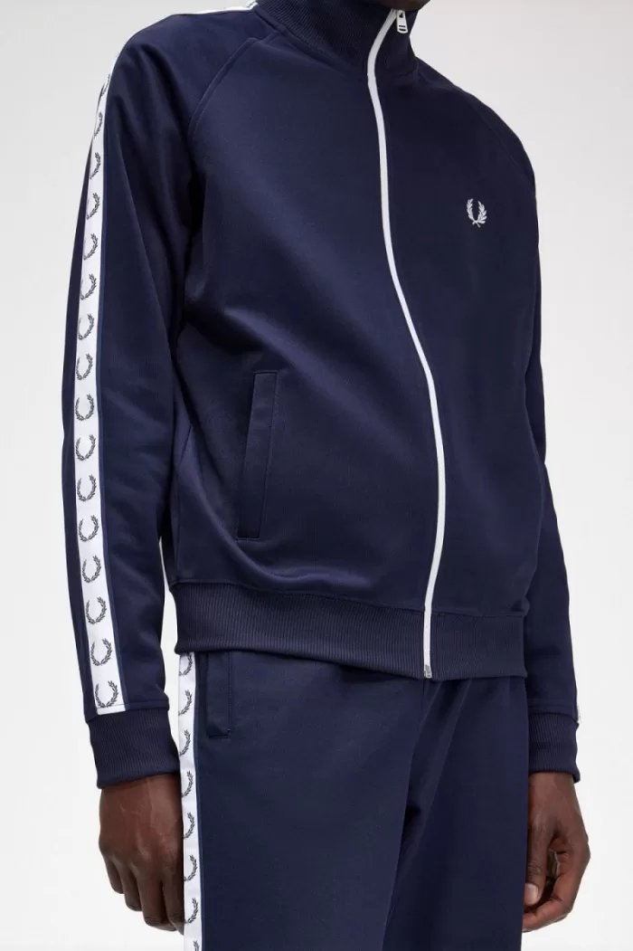 Fred Perry Taped Men’s Track Jackets Carbon Blue | GJFVL0261