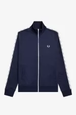 Fred Perry Taped Men’s Track Jackets Carbon Blue | GJFVL0261