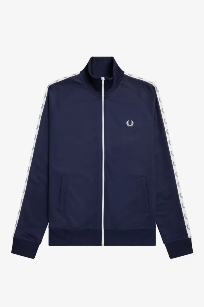 Fred Perry Taped Men’s Track Jackets Carbon Blue | GJFVL0261