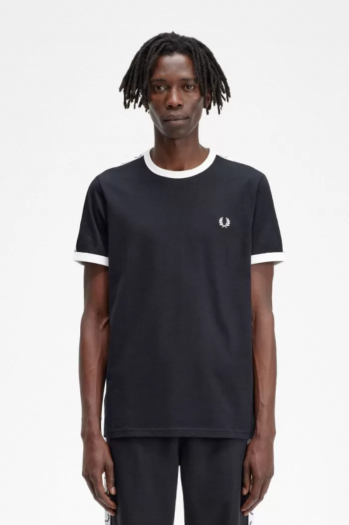 Fred Perry Taped Ringer Men’s T-Shirt Black | MPEZC3728