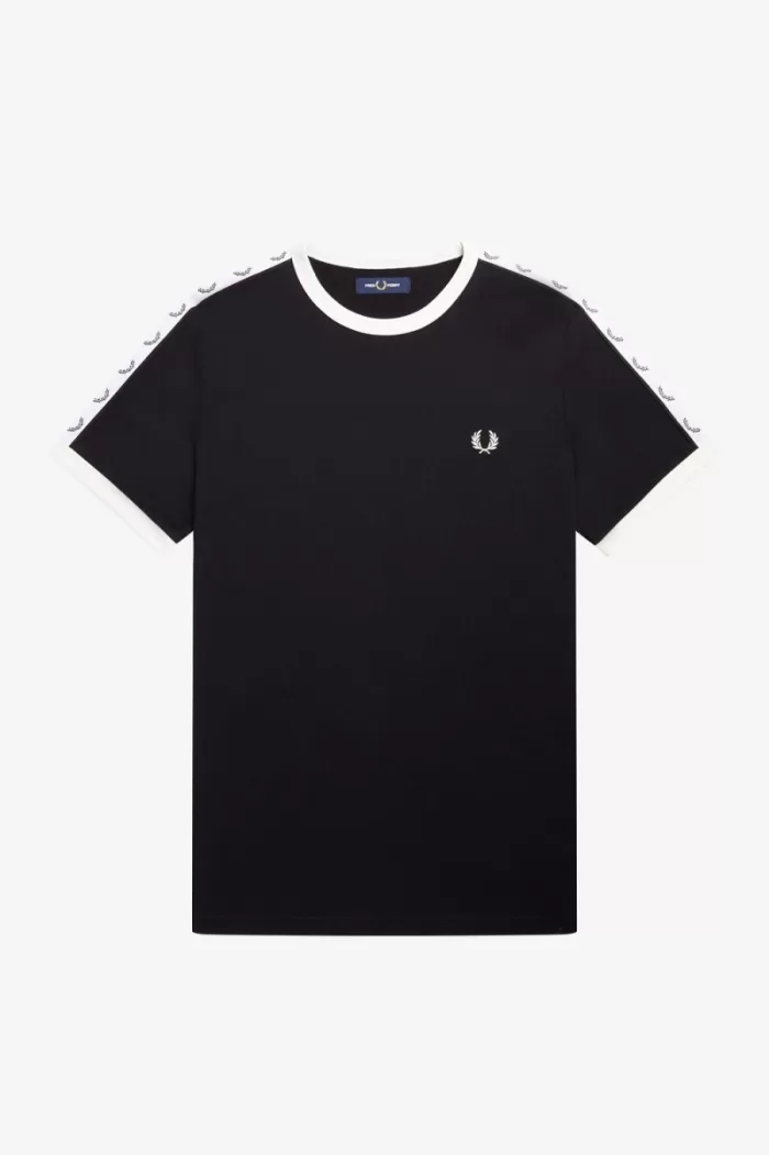 Fred Perry Taped Ringer Men’s T-Shirt Black | MPEZC3728