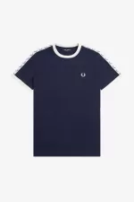 Fred Perry Taped Ringer Men’s T-Shirt Carbon Blue | HUIXL8314