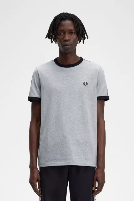 Fred Perry Taped Ringer Men’s T-Shirt Grey | DXLNH4195