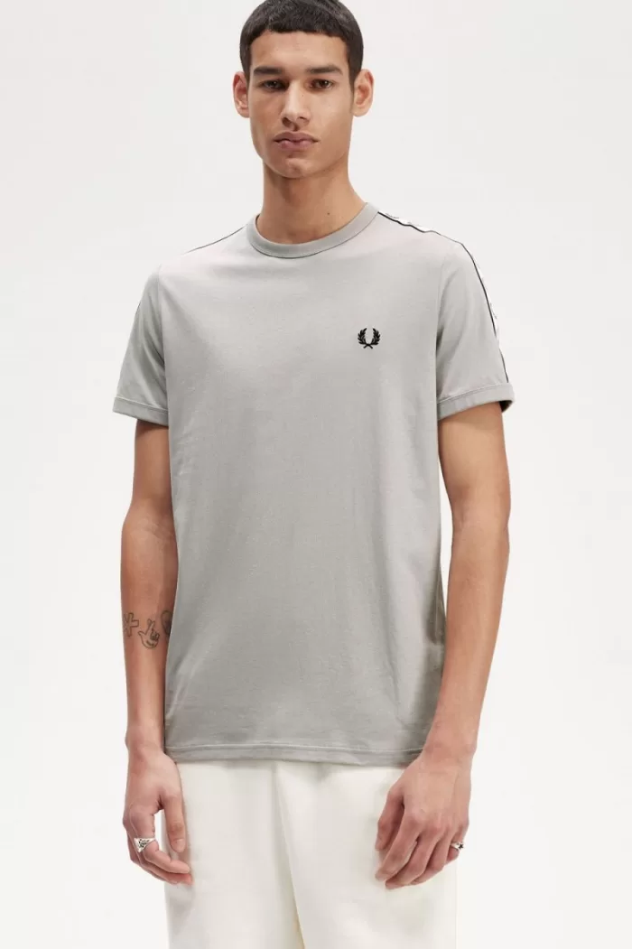 Fred Perry Taped Ringer Men’s T-Shirt Grey | NJXSO3789