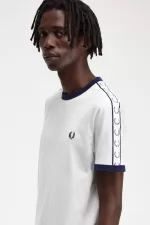 Fred Perry Taped Ringer Men’s T-Shirt Snow White | FZGED0413