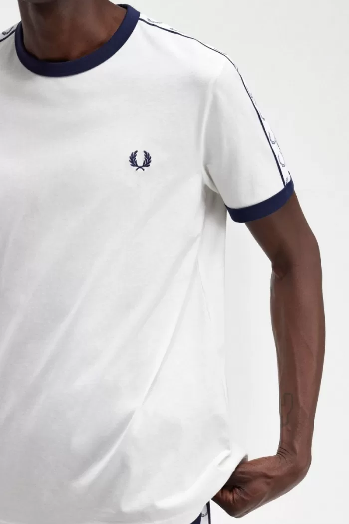 Fred Perry Taped Ringer Men’s T-Shirt Snow White | FZGED0413