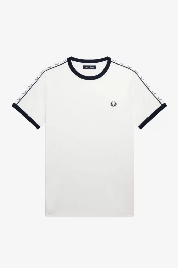 Fred Perry Taped Ringer Men’s T-Shirt Snow White | FZGED0413