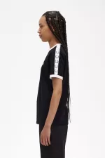 Fred Perry Taped Ringer Women’s T-Shirt Black | OKQWA2786