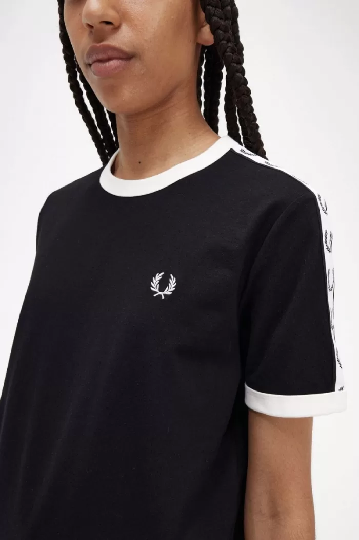 Fred Perry Taped Ringer Women’s T-Shirt Black | OKQWA2786