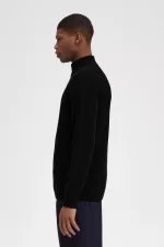 Fred Perry Textured Half Zip Men’s Jumper Black | ISEBP8637