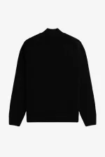 Fred Perry Textured Half Zip Men’s Jumper Black | ISEBP8637