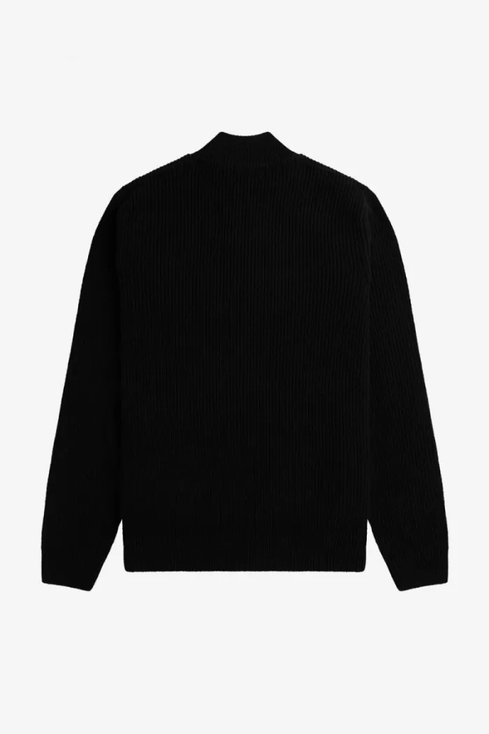 Fred Perry Textured Half Zip Men’s Jumper Black | ISEBP8637