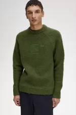 Fred Perry Textured Knitted Men’s Jumper Chive Green | PYCZQ7492