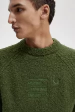 Fred Perry Textured Knitted Men’s Jumper Chive Green | PYCZQ7492