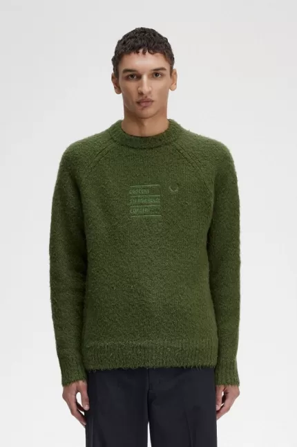 Fred Perry Textured Knitted Men’s Jumper Chive Green | PYCZQ7492