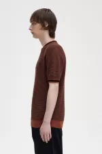 Fred Perry Textured Knitted Men’s T-Shirt Whisky Brown | DRLWG9742