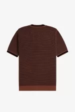 Fred Perry Textured Knitted Men’s T-Shirt Whisky Brown | DRLWG9742